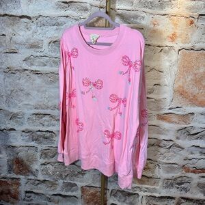 Fantastic Fawn - Sequin Bow Pullover - Pink - L (16-22) -